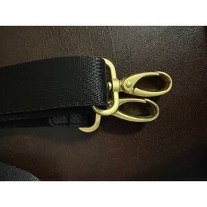 Adjustable Black Nylon Webbing Bag Strap with Gold Tone Hardware Swivel Clasps